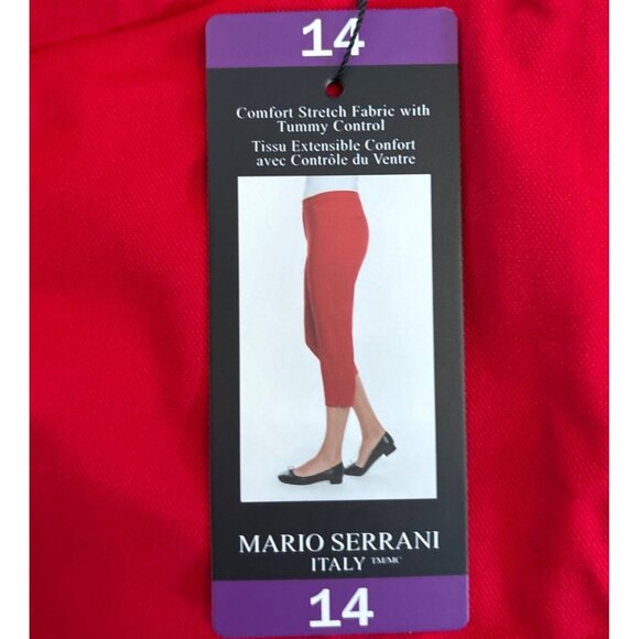 Mario Serrani Capri Pants Womens Red Comfort Stretch Size 14 Tummy Control - Picture 4 of 8